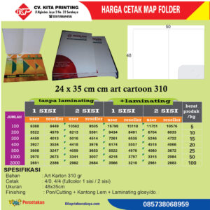harga cetak map folder f4