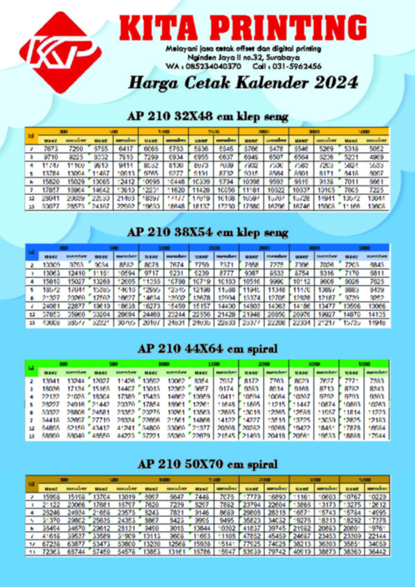 cetak kalender art carton 210