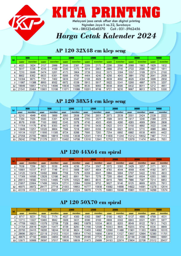 Cetak kalender Ap 120