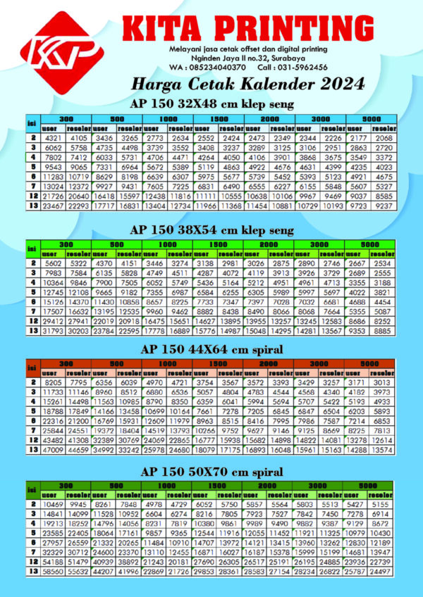cetak kalender ap 150